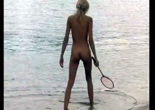 Naked models on beach